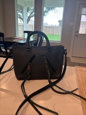 Rebecca Minkoff Black Pebbled Leather Mini Crossbody Satchel